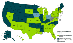 Medical Records Retention Map By State